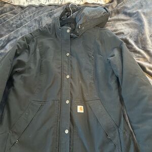 Carhartt Womens Black Full Swing Quick Duck Hooded Winter Coat